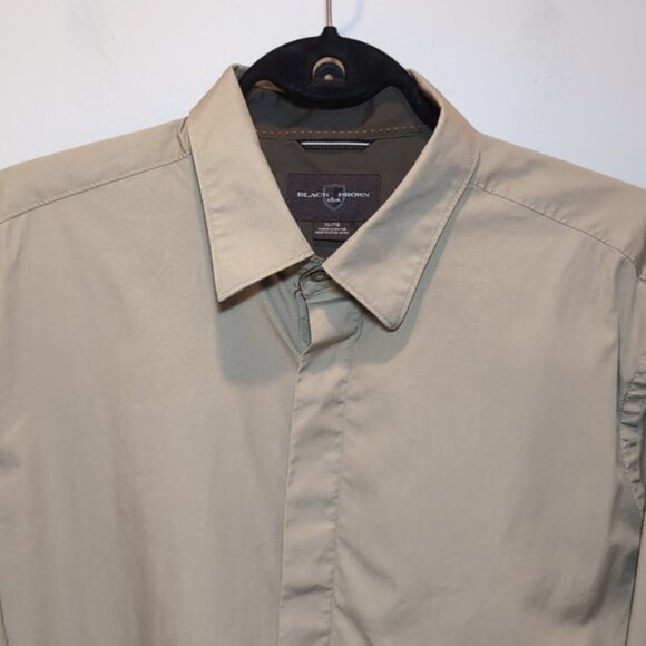 Black Brown 1826 Button Down Dress Shirt Cotton Long Sleeve Mens Size XL - Picture 2 of 10